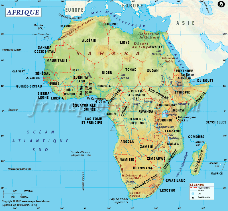 Carte de l'Afrique | Afrique Carte