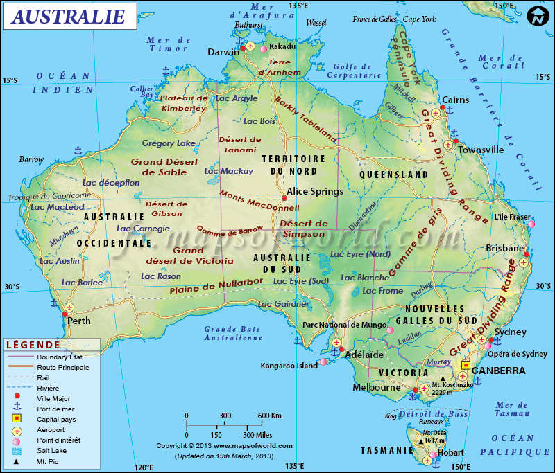 Carte Australie, Carte de l'Australie