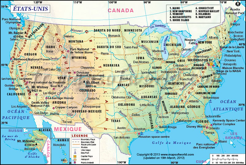 Carte Des Usa • Voyages Cartes