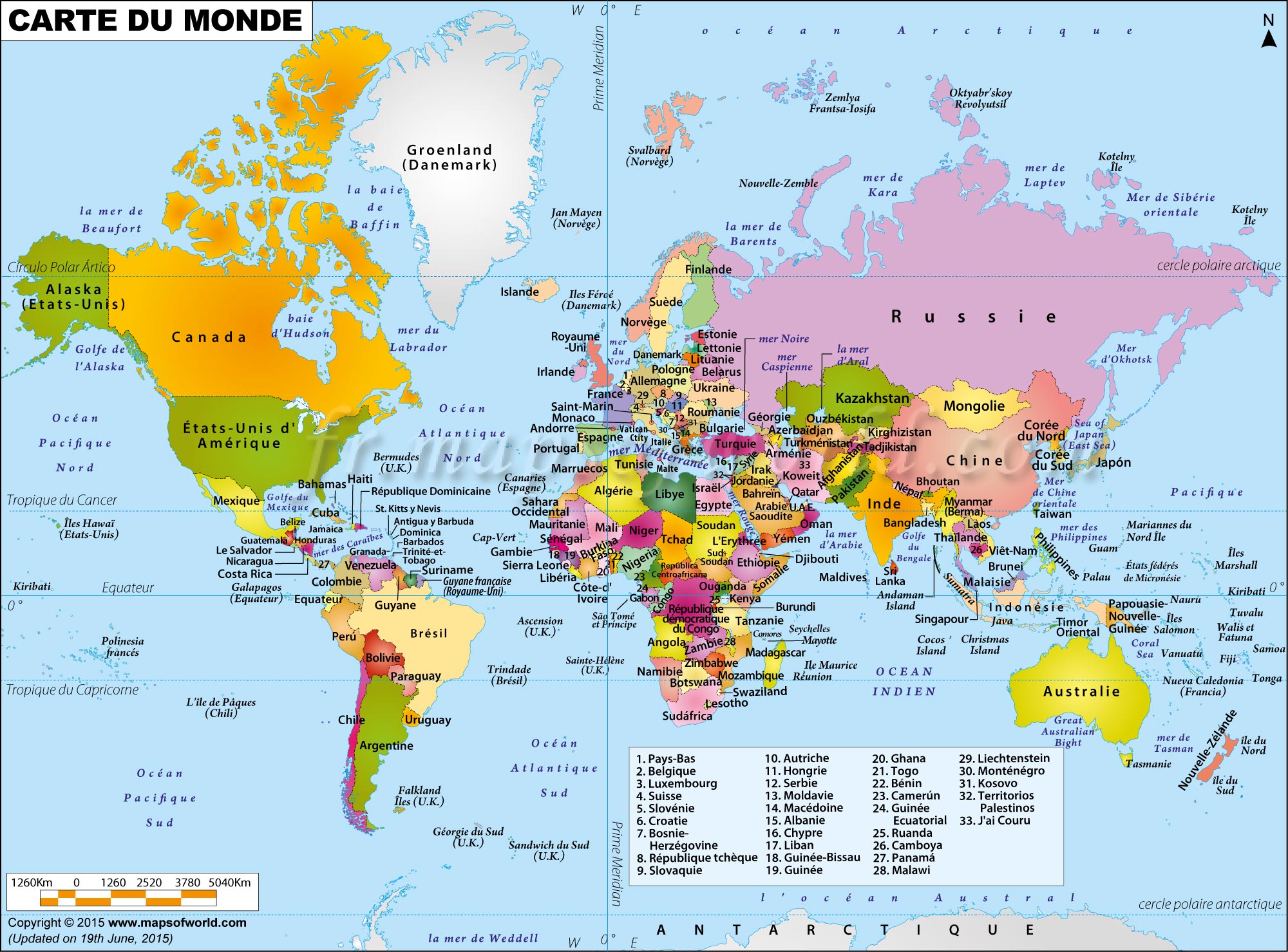 Carte mondiale Arts et Voyages