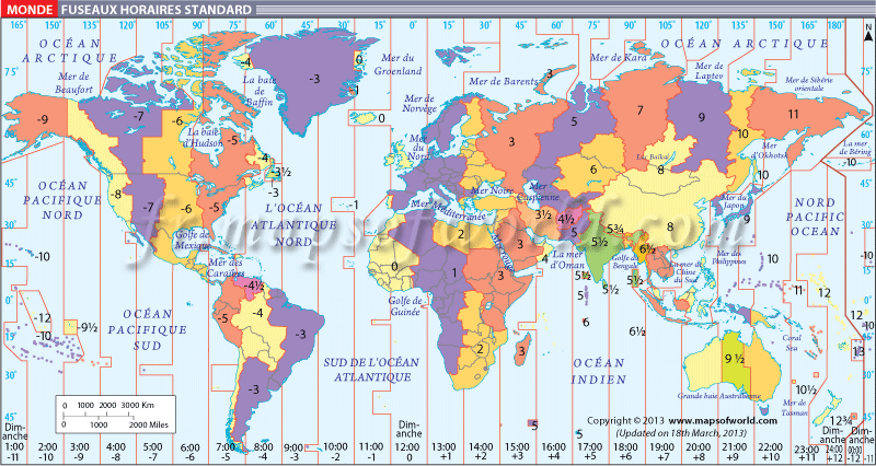 Carte De Temps Zones Monde | Monde Temps Zones Carte