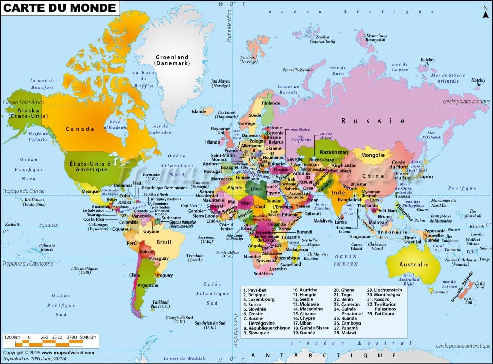 Carte Monde Avec Fuseaux Horaires