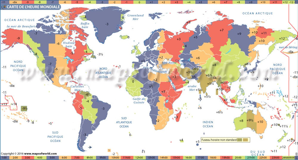Carte De Temps Zones Monde