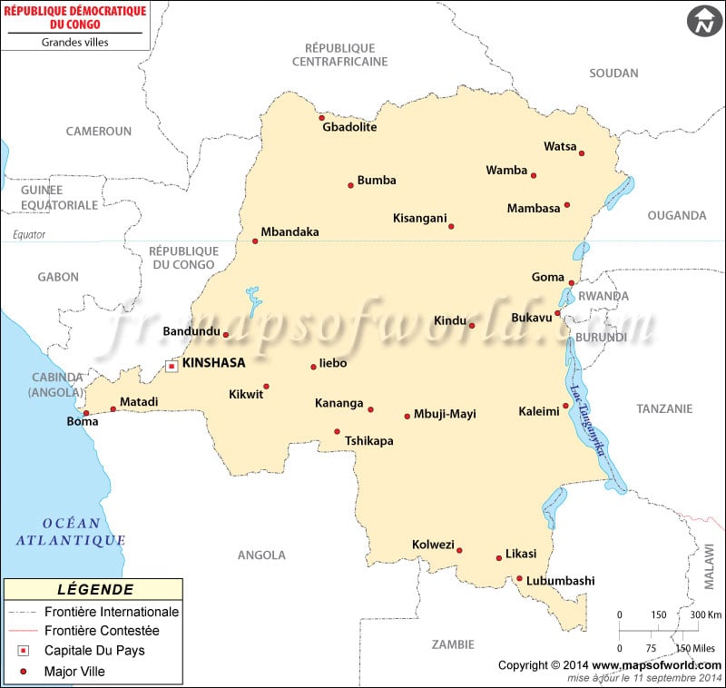 Les grandes villes de la R�publique d�mocratique du Congo