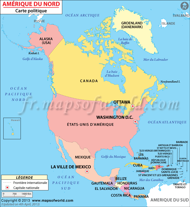 carte amerique du nord