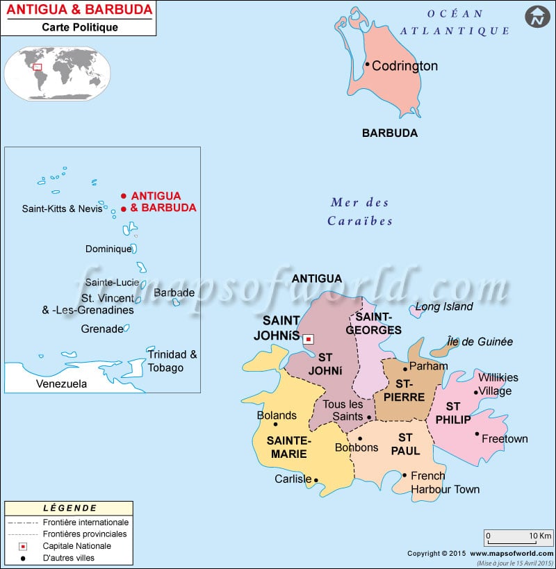Carte d'Antigua-et-Barbuda
