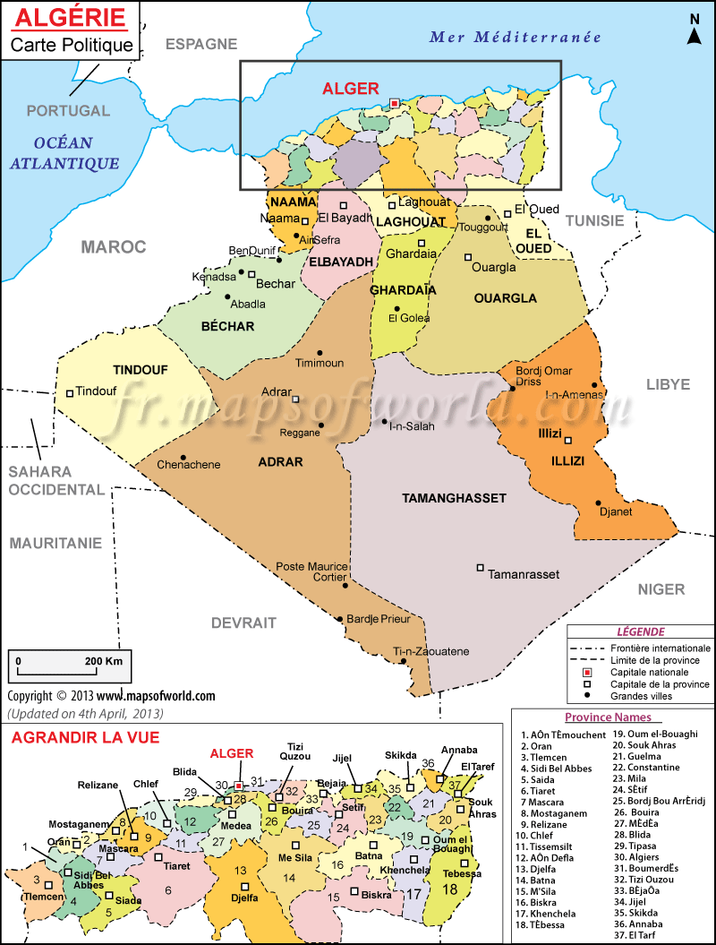 carte de l algérie avec ses villes Carte Algerie Carte De L Algerie carte de l algérie avec ses villes