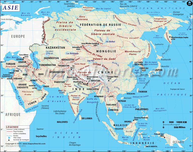 carte asie plan georaphique