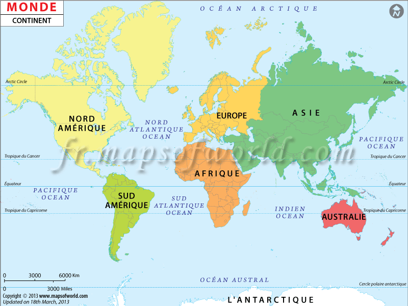 carte du monde continents
