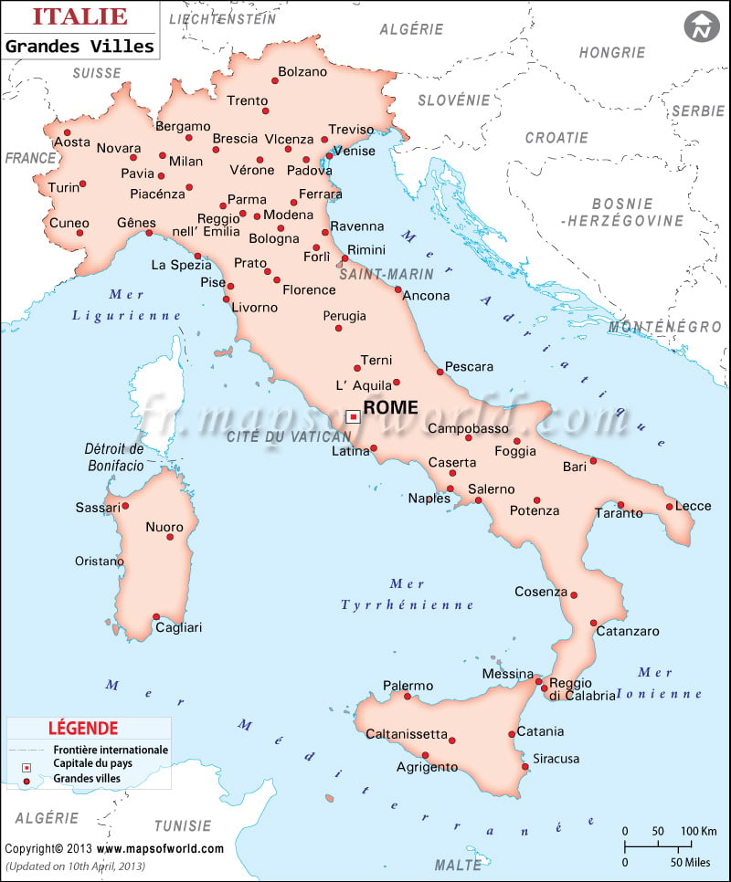 carte du monde italie