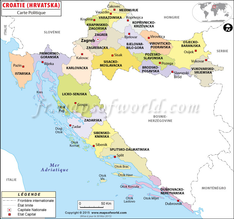 Carte De La Croatie Et Ses Iles | Carte Du Monde