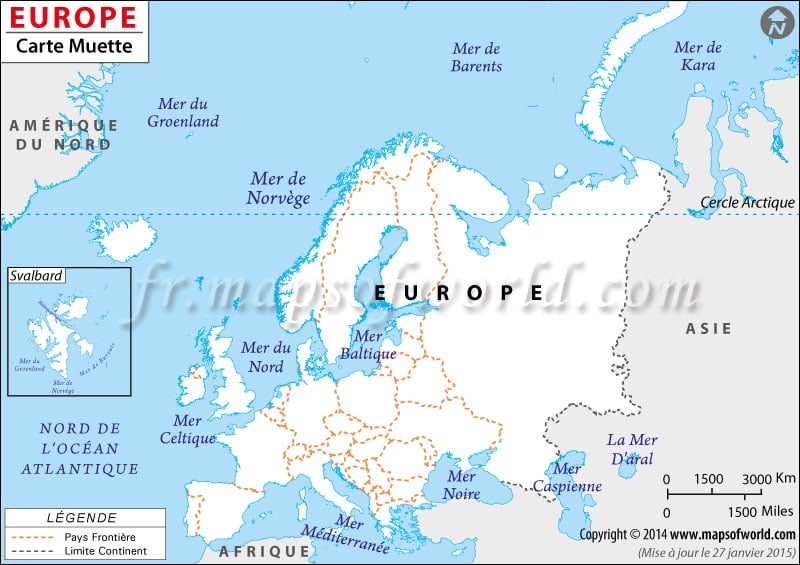 Carte vierge de l'Europe 