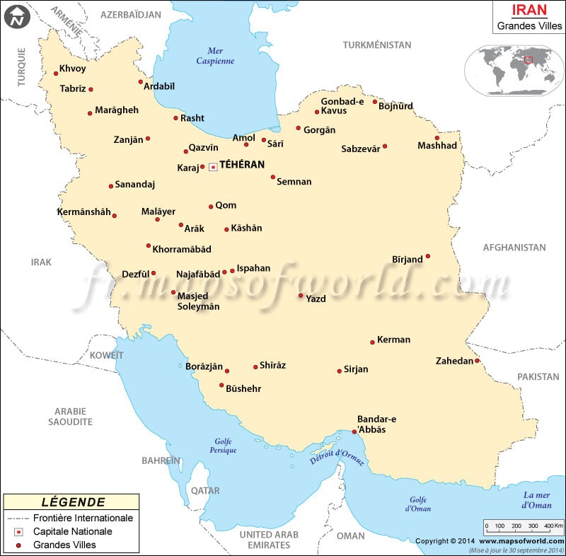 Iran Villes Carte