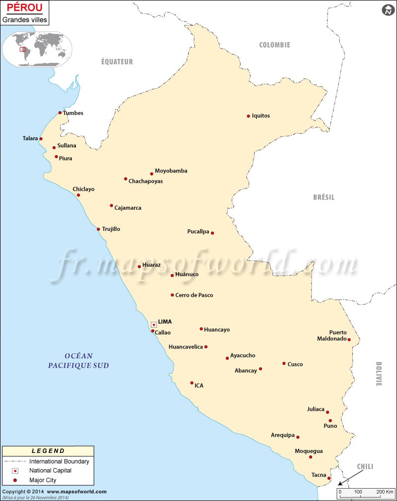 Pérou Carte de villes