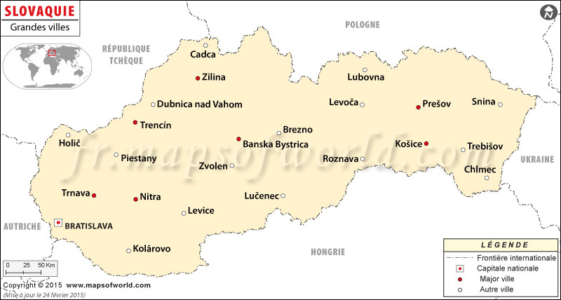 Slovaquie Villes Carte