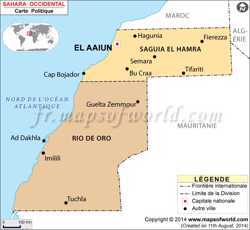 Sahara occidental Carte
