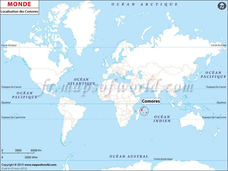 les comores carte du monde