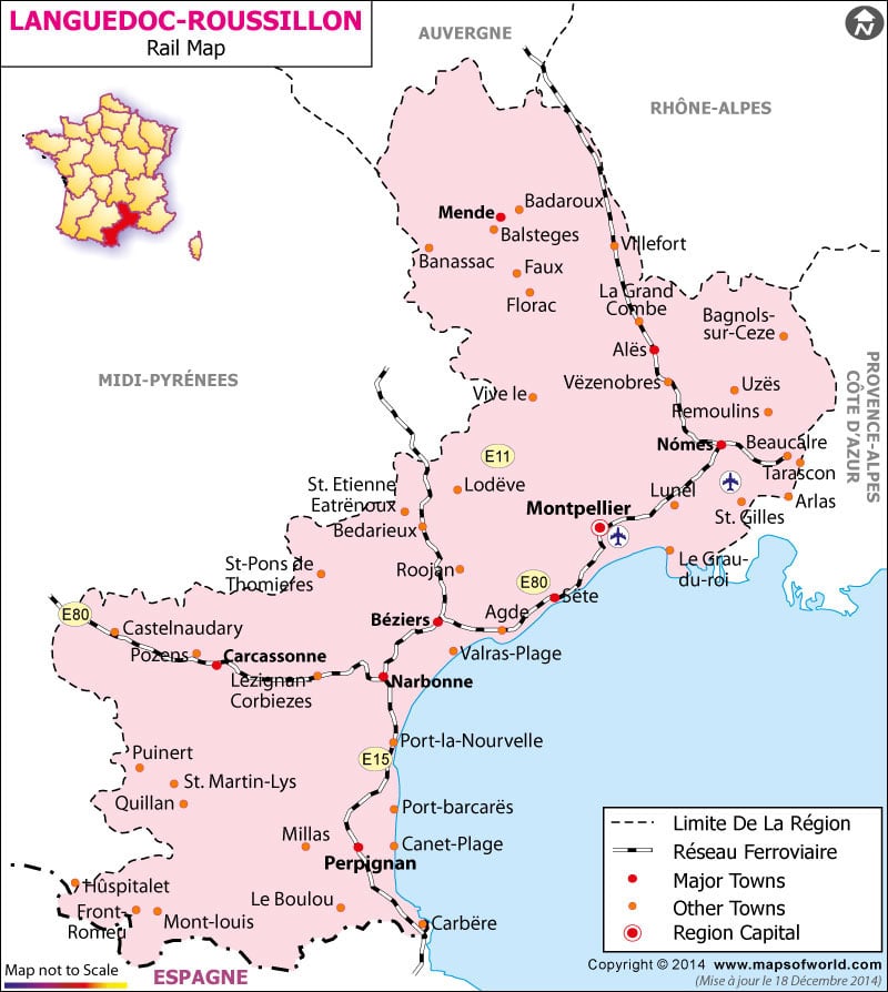 Languedoc-Roussillon Railway Carte