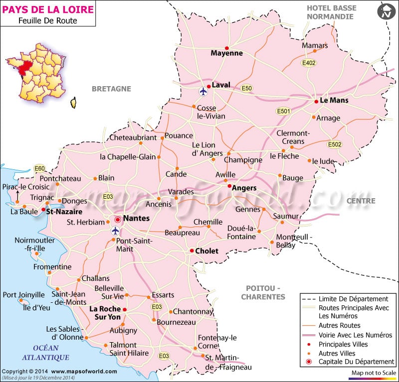 Pays de la Loire Carte Routière