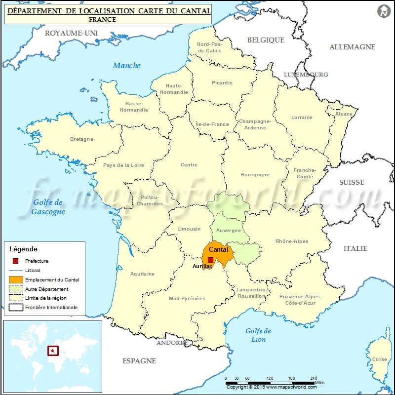 carte de france le cantal Cantal Carte de localisation, Département Cantal, France