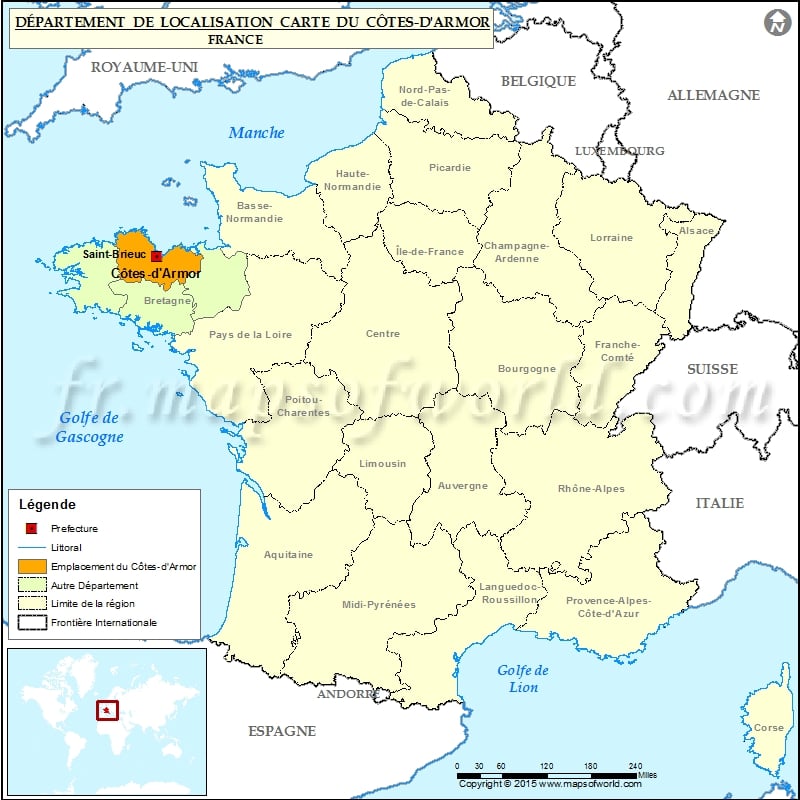 Côtes-d-Armor Carte de localisation