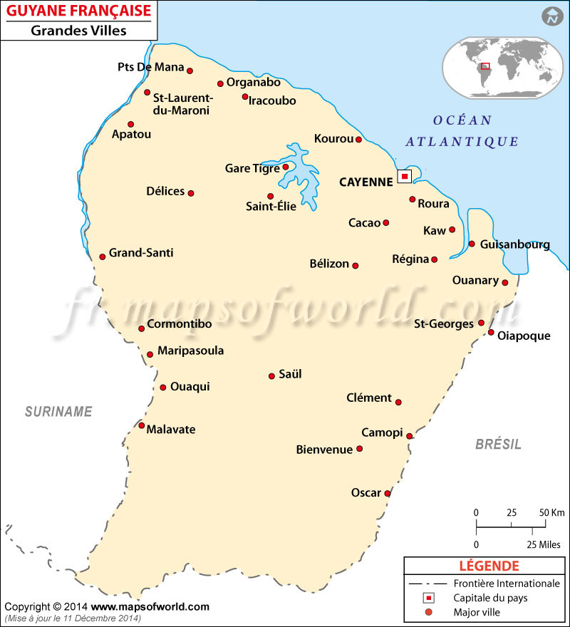 Guyane Française Villes Carte