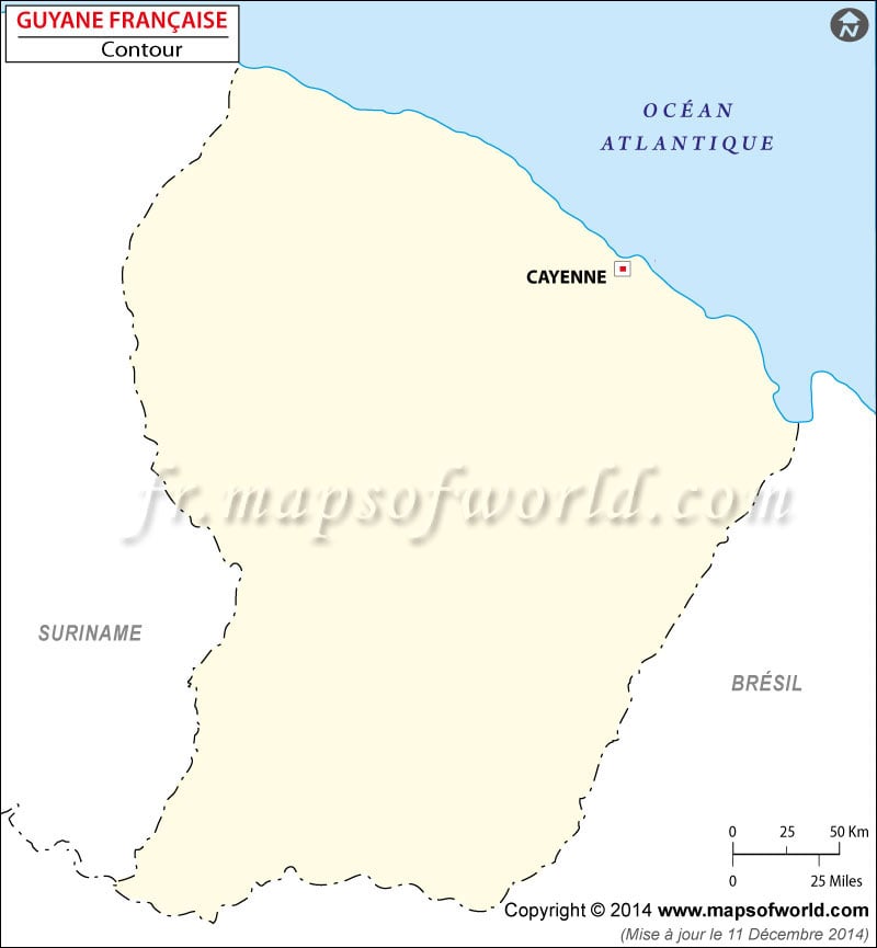 Guyane Française Carte de Contour