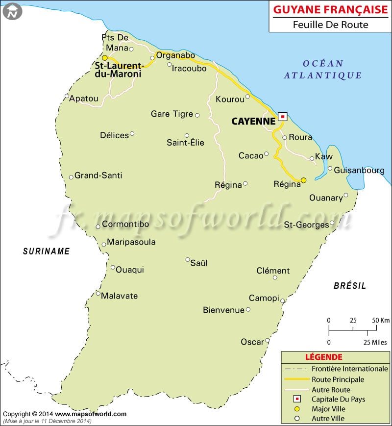 Guyane française Route Carte