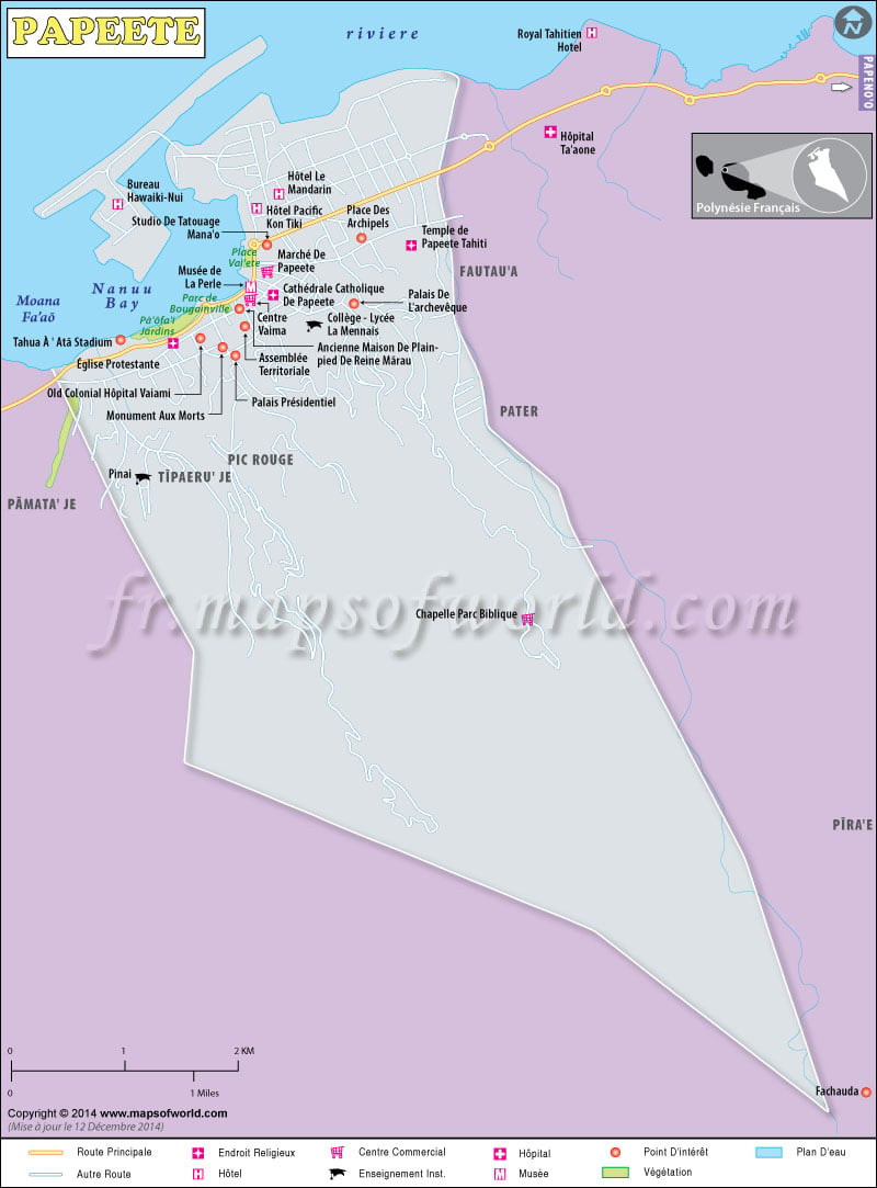 Carte Papeete Capitale De La Polynésie Française