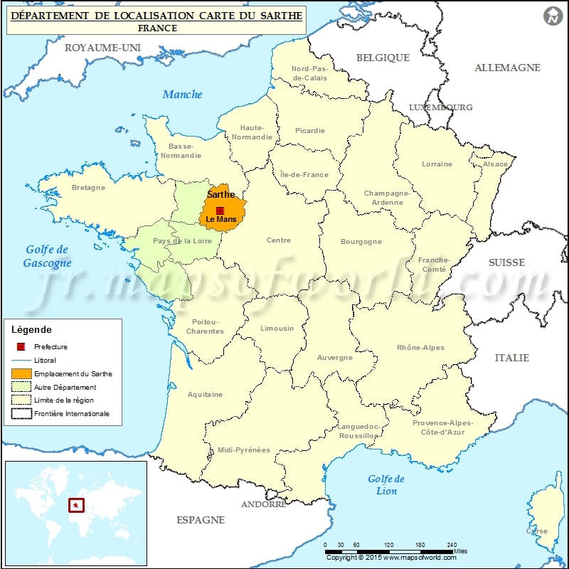 Carte de localisation de la Sarthe