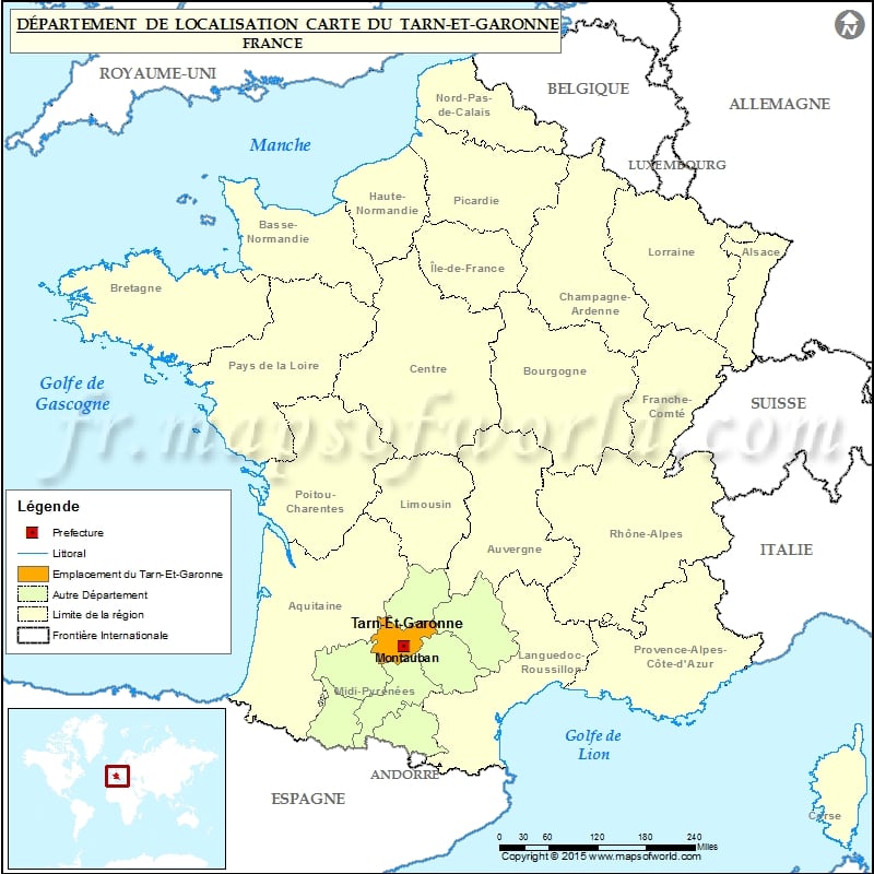 Carte de localisation du Tarn-et-Garonne (82)