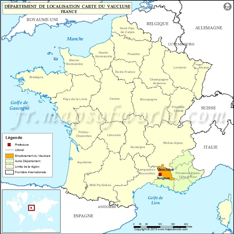 Carte de localisation du Vaucluse (84)