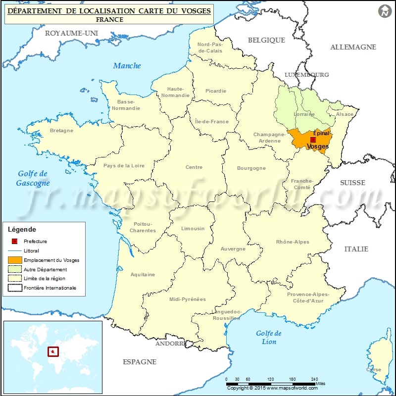 Carte de localisation des Vosges (88)